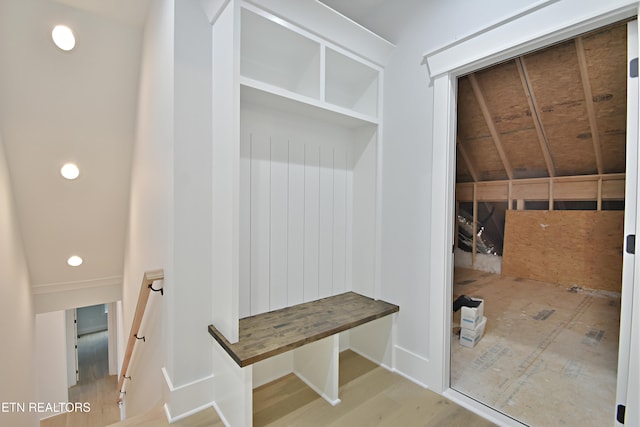 mudroom featuring recessed lighting