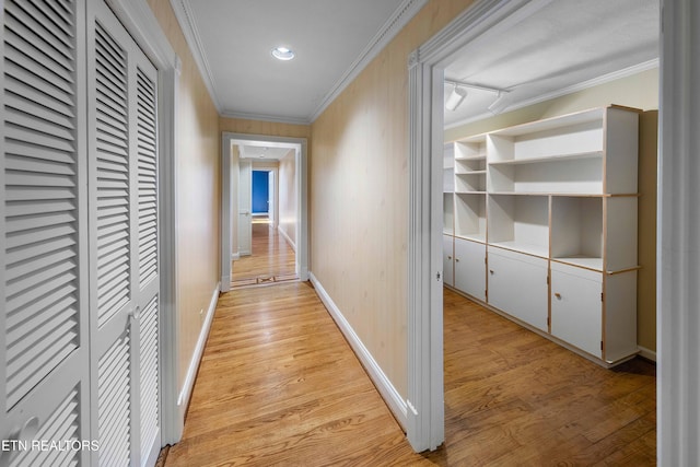 212 Douglas Ave, Sweetwater, TN 37874 - corridor featuring rail lighting, light wood-style floors, baseboards, and ornamental molding