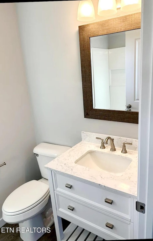 bathroom featuring toilet and vanity