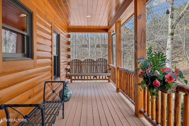 deck featuring a porch