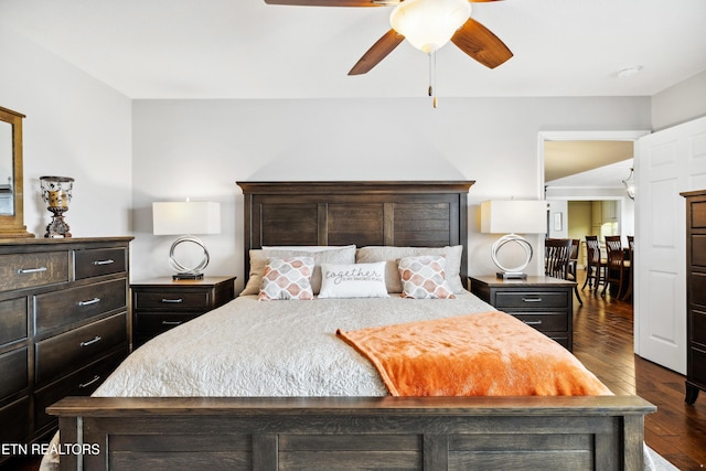 8207 Washington Pike, Corryton, TN 37721 - bedroom featuring dark wood-style floors and a ceiling fan