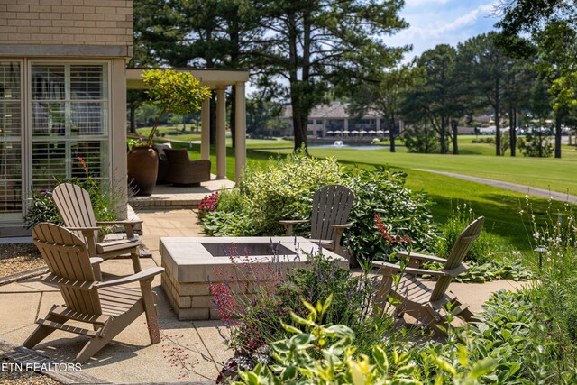 11901 S Fox Den Dr, Knoxville, TN 37934 - view of patio / terrace featuring an outdoor fire pit and a water view