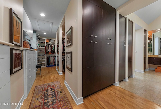 11901 S Fox Den Dr, Knoxville, TN 37934 - corridor with attic access, light wood-style floors, baseboards, and recessed lighting