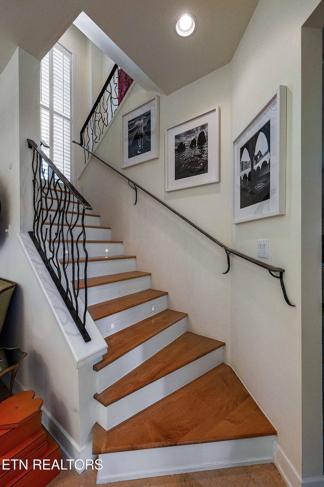 11901 S Fox Den Dr, Knoxville, TN 37934 - stairway with baseboards and recessed lighting