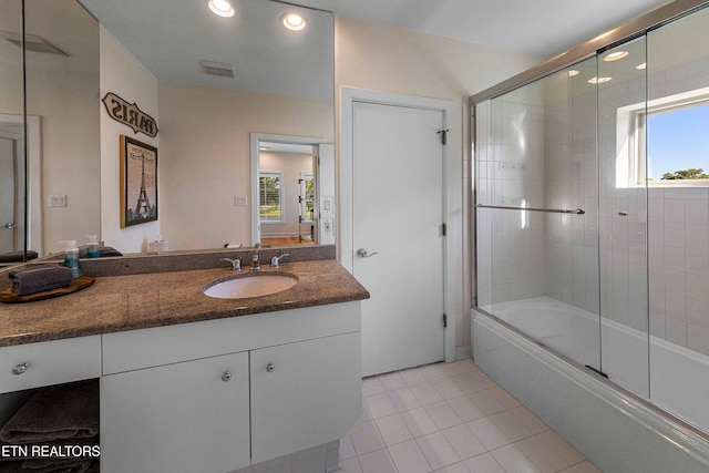 11901 S Fox Den Dr, Knoxville, TN 37934 - full bathroom featuring enclosed tub / shower combo, vanity, recessed lighting, and tile patterned floors