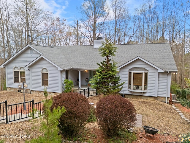 12 Wessex Ct, Crossville, TN 38558 - ranch-style house featuring fence, roof with shingles, and a chimney