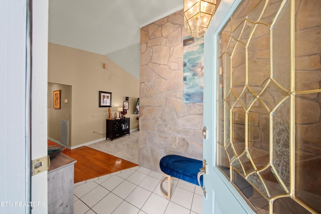 12 Wessex Ct, Crossville, TN 38558 - bathroom featuring tile patterned floors, visible vents, and vaulted ceiling