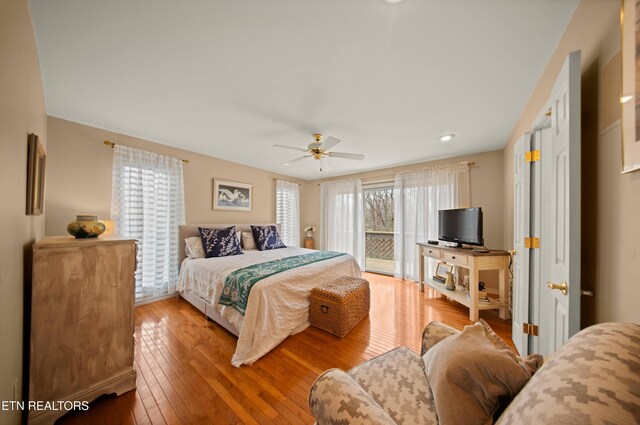12 Wessex Ct, Crossville, TN 38558 - bedroom with wood-type flooring, ceiling fan, and access to outside