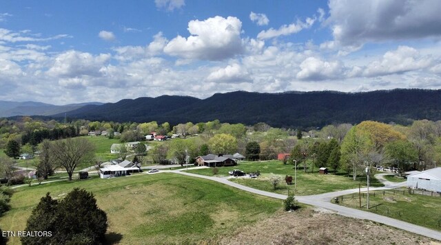 view of mountain feature with a rural view