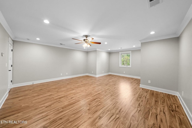 204 Atoka Pl, Loudon, TN 37774 - unfurnished room with light wood-type flooring, crown molding, a ceiling fan, and visible vents