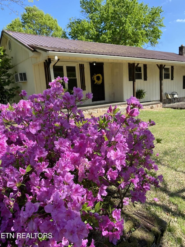 view of front facade featuring a front yard