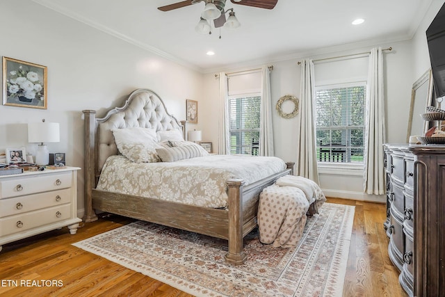 1798 Pearl Ave, Cookeville, TN 38506 - bedroom with recessed lighting, crown molding, light wood finished floors, and ceiling fan