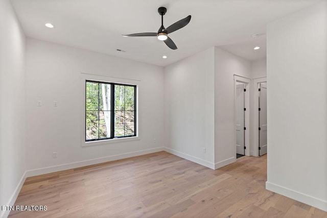 788 Blackberry Ridge Rd, Lenoir City, TN 37772 - empty room with baseboards, recessed lighting, ceiling fan, and light wood-style floors