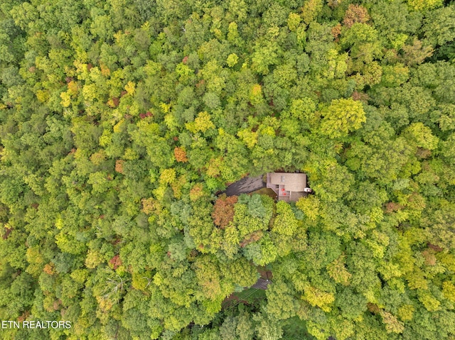 birds eye view of property featuring a view of trees