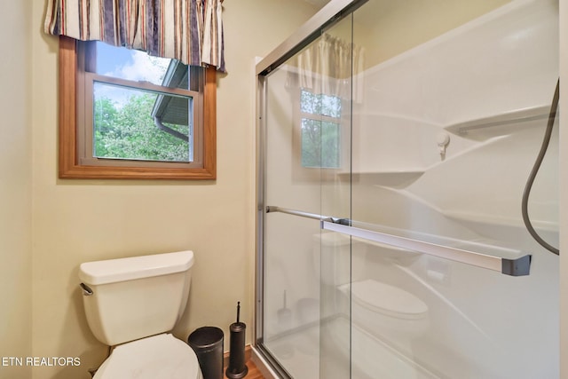 214 Snead Dr, Crossville, TN 38558 - bathroom with a stall shower, toilet, and plenty of natural light