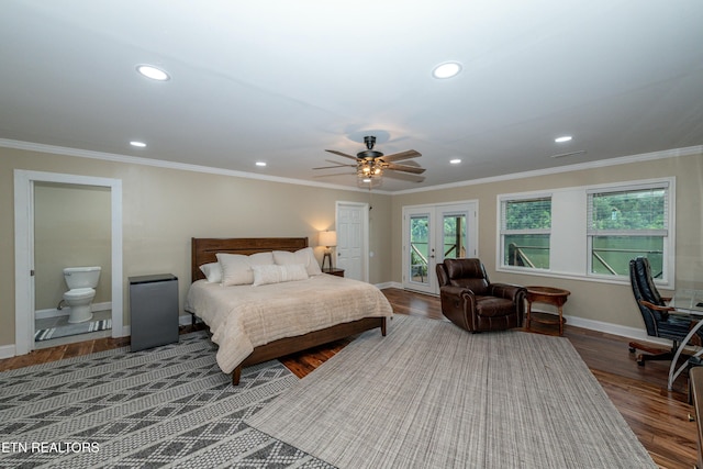 4225 W Lakeview Cir, Louisville, TN 37777 - bedroom with recessed lighting, baseboards, wood finished floors, ornamental molding, and ceiling fan