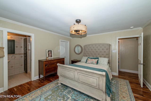 4225 W Lakeview Cir, Louisville, TN 37777 - bedroom with wood finished floors, crown molding, and a chandelier