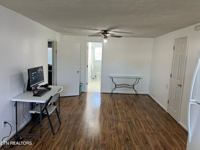 798 Lawson Rd, Crossville, TN 38571 - home office with wood finished floors, ceiling fan, and a textured ceiling