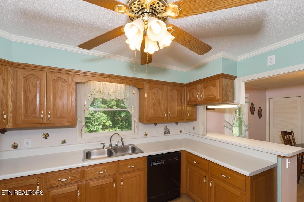 1211 Old Hollow Rd, Loudon, TN 37774 - kitchen with brown cabinets, dishwasher, and a sink
