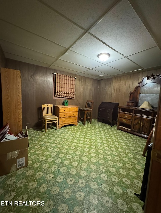 1211 Old Hollow Rd, Loudon, TN 37774 - bedroom featuring a paneled ceiling and wooden walls