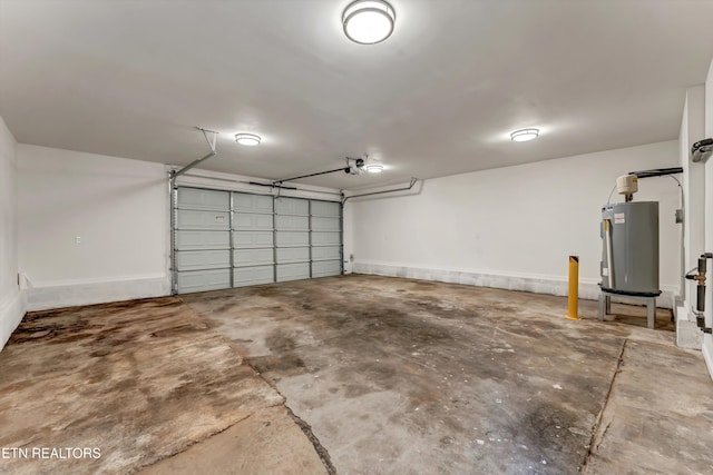garage featuring water heater