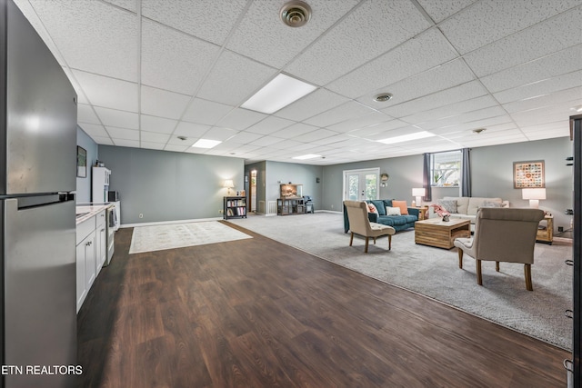 230 Briarcliff Ave, Oak Ridge, TN 37830 - living area featuring a paneled ceiling, baseboards, dark wood finished floors, and visible vents