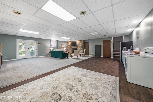 230 Briarcliff Ave, Oak Ridge, TN 37830 - interior space with a fireplace, dark wood-style floors, visible vents, and washer / dryer