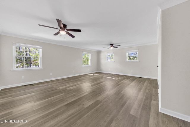 9204 Chamaeleon Trl, Harrison, TN 37341 - unfurnished room with a ceiling fan, ornamental molding, and wood finished floors