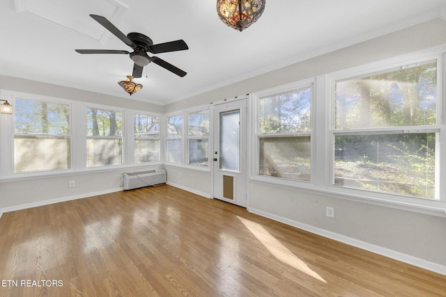 9204 Chamaeleon Trl, Harrison, TN 37341 - unfurnished sunroom with wood finished floors, baseboards, and ornamental molding