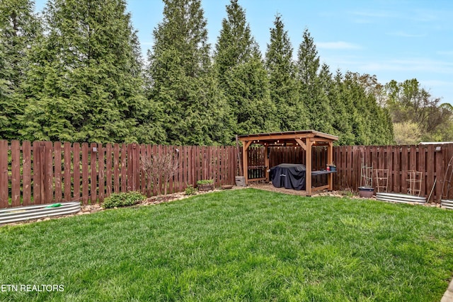 view of yard featuring a fenced backyard