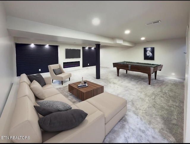 355 E Chestnut Hill Rd, Townsend, TN 37882 - game room with billiards, carpet floors, and recessed lighting