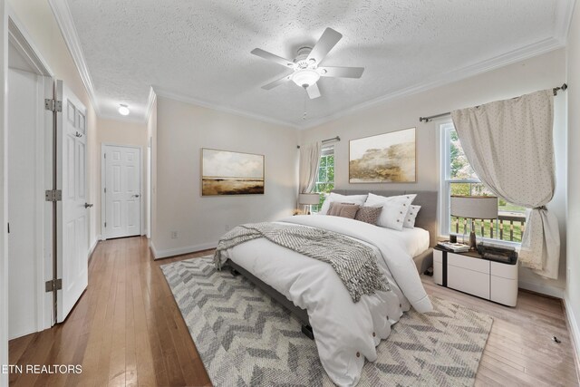 102 Chaloni Ln, Loudon, TN 37774 - bedroom with hardwood / wood-style floors, a textured ceiling, and ornamental molding