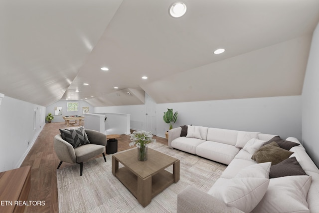102 Chaloni Ln, Loudon, TN 37774 - living area with recessed lighting, lofted ceiling, wood finished floors, and baseboards