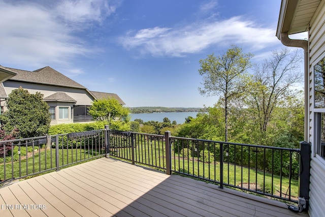 304 Coweta Ct, Loudon, TN 37774 - wooden deck with a yard and a water view