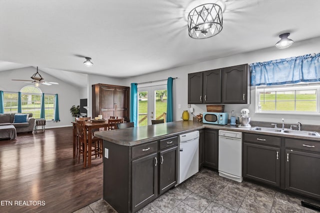 4716 Cabbage Ln, Knoxville, TN 37938 - kitchen featuring white dishwasher, a sink, a peninsula, and a healthy amount of sunlight