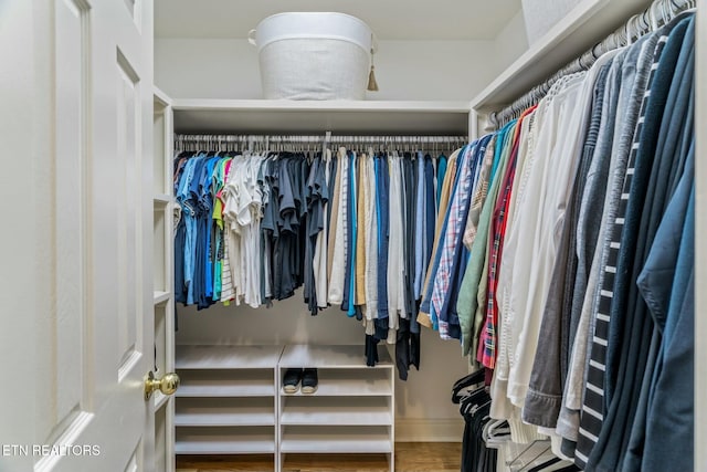 spacious closet featuring wood finished floors