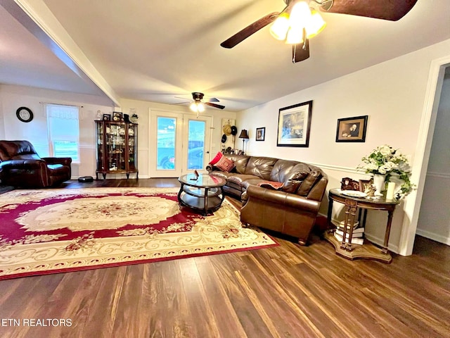 130 Hillview Rd, Ten Mile, TN 37880 - living area with baseboards, a ceiling fan, and wood finished floors