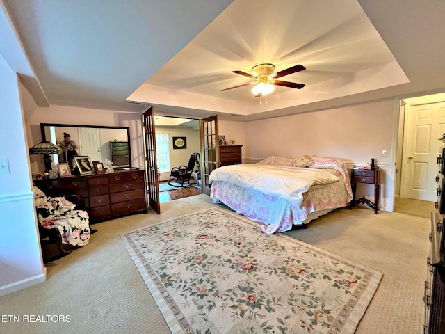 130 Hillview Rd, Ten Mile, TN 37880 - bedroom with baseboards, a raised ceiling, carpet flooring, and ceiling fan