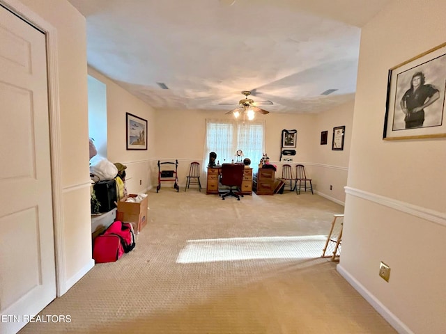 130 Hillview Rd, Ten Mile, TN 37880 - carpeted home office with ceiling fan, baseboards, and visible vents