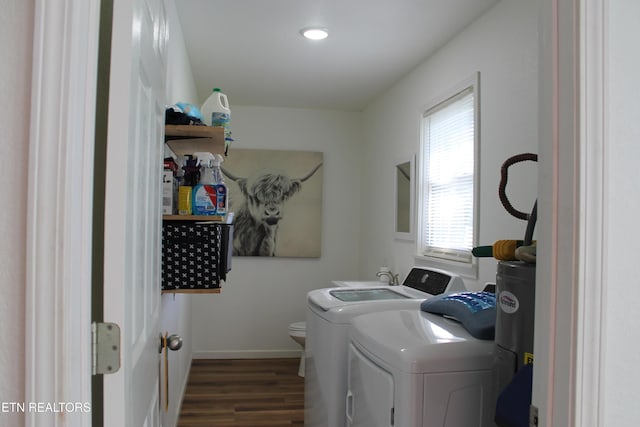 1016 W W Hill Rd, Jamestown, TN 38556 - laundry room featuring laundry area, separate washer and dryer, wood finished floors, and baseboards