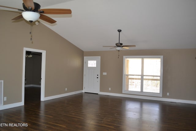 1382 Pilgrim Dr, Grimsley, TN 38565 - unfurnished living room featuring wood finished floors, ceiling fan, baseboards, and plenty of natural light