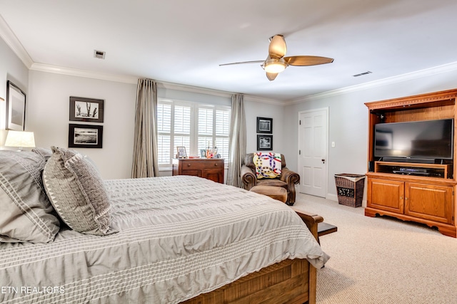 3835 SW Keowee Ave, Knoxville, TN 37919 - bedroom featuring ornamental molding, light colored carpet, and visible vents