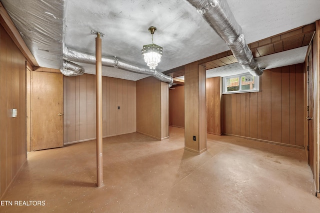 below grade area with wooden walls