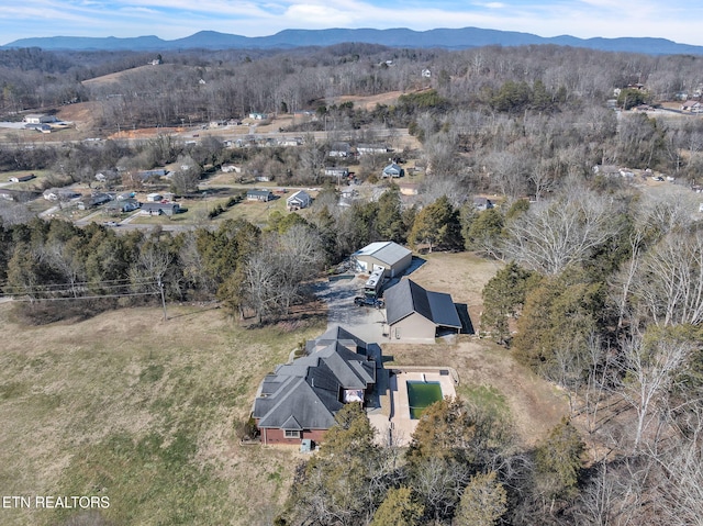 aerial view featuring a mountain view