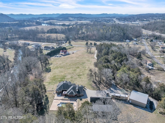 aerial view with a mountain view