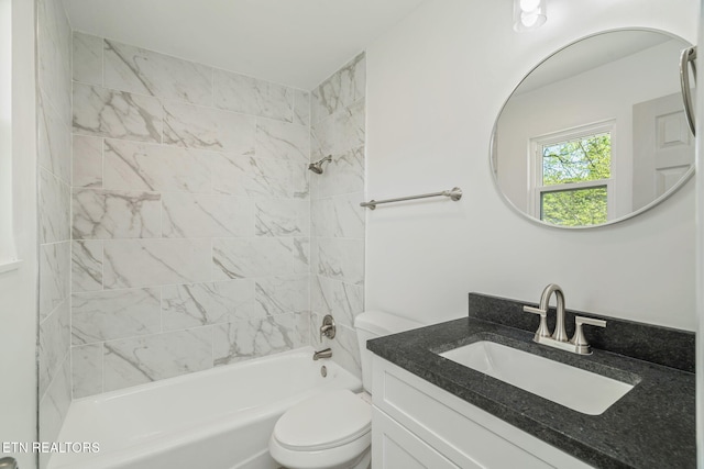 full bathroom with toilet, shower / bath combination, and vanity