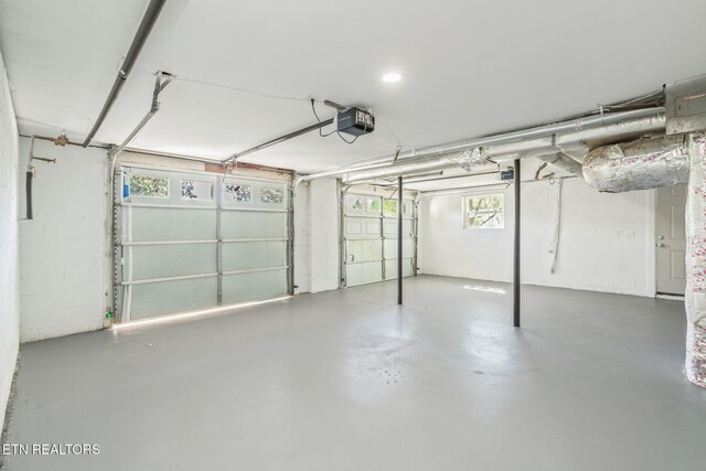 garage with a garage door opener