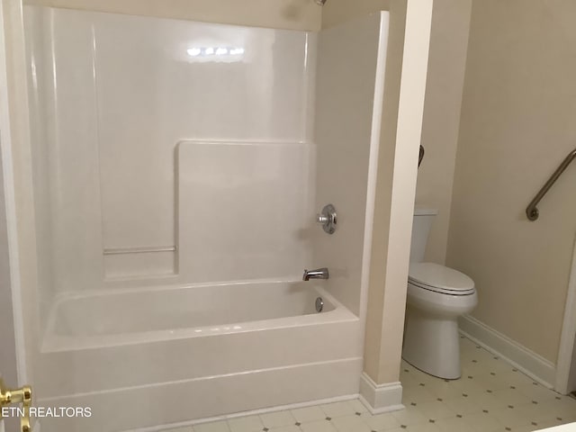 11608 San Martin Ln, Knoxville, TN 37934 - bathroom featuring tile patterned floors, baseboards, toilet, and washtub / shower combination