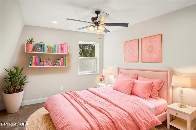 5021 Sunshine Ln, Knoxville, TN 37921 - bedroom featuring carpet floors, baseboards, recessed lighting, and a ceiling fan