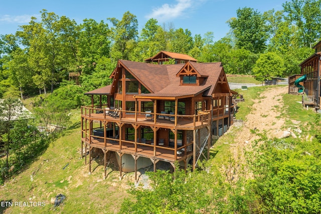 3505 Mountain Tyme Way, Sevierville, TN 37862 - back of house with a wooden deck and a shingled roof